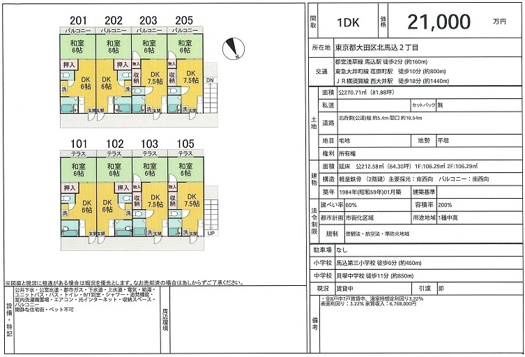 一棟売りアパート図面