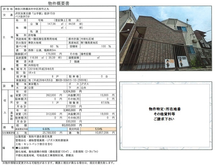 一棟売りアパート図面