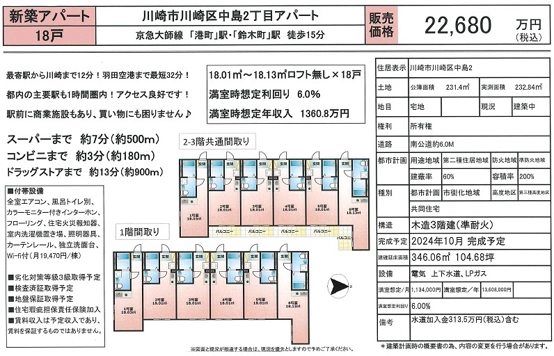 一棟売りアパート図面