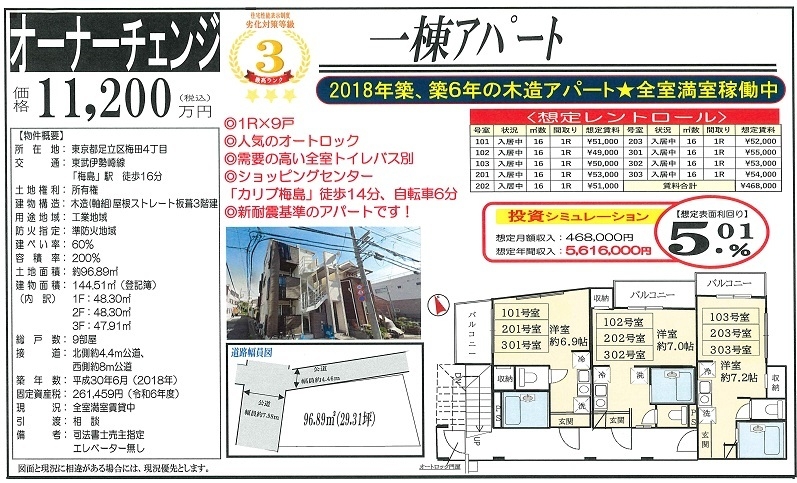 一棟売りアパート図面