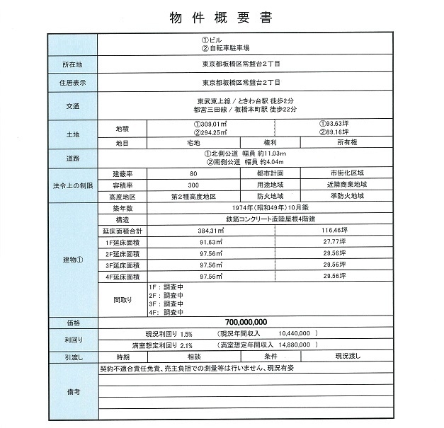 一棟売りビル図面